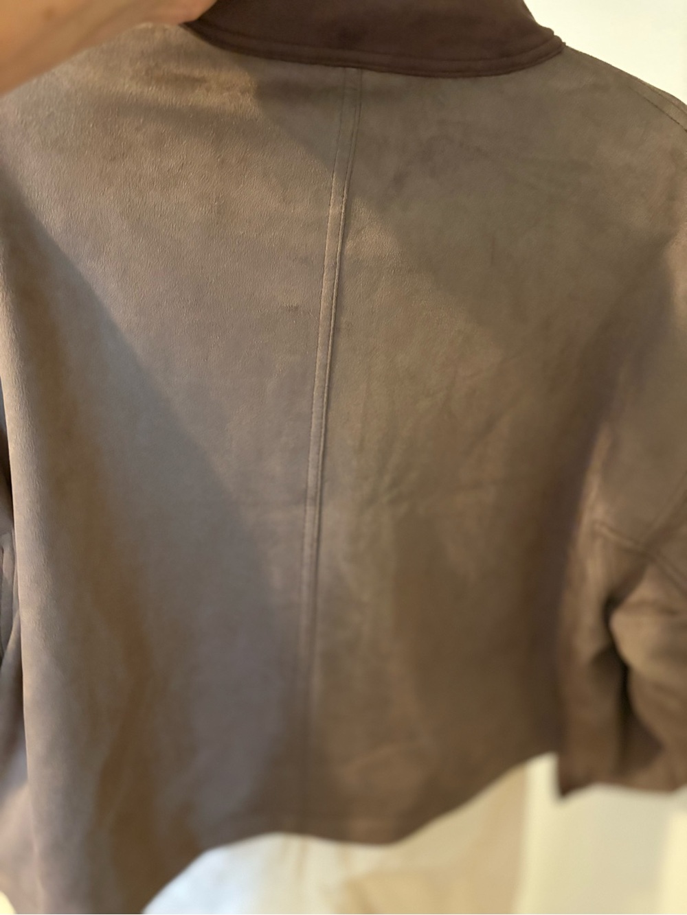 Women's Brown Bomber Jacket with Contrast Pockets - Picture 5 of 5